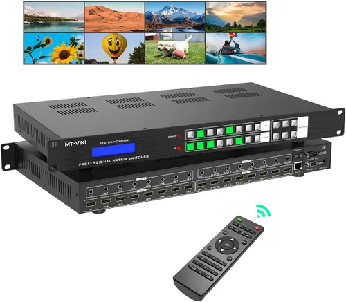 Vista 9 de MT-VIKI 4K @60Hz HDMI Matrix Switcher Splitter 4X4 w/Web GUI+Audio, HDMI 2.0, HDCP 2.2, 4:4:4, 18 Gbps, EDID, APP, RS232, LAN, conmutador de montaje