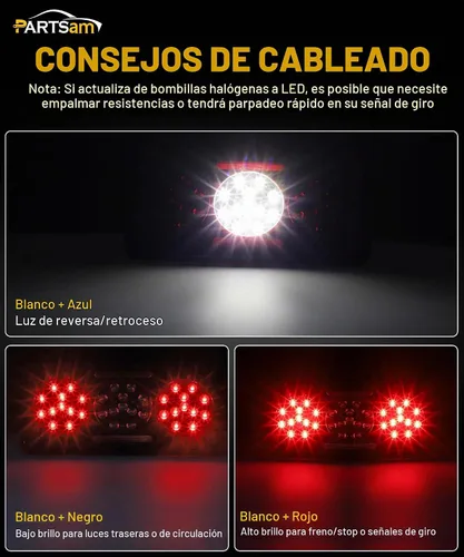 Vista 3 de Partsam 2 luces LED rectangulares para remolque, cámper, caravana, luces traseras triples, luces traseras de marcha atrás, luces traseras de montaje