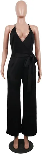 Vista 5 de Aro Lora - Jumpsuit largo para mujer, sin mangas, con cuello en V, espalda descubierta y pierna ancha.