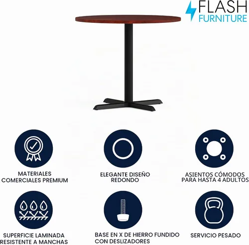Vista 3 de Flash Furniture Mesa redonda de conferencias de 36", cereza
