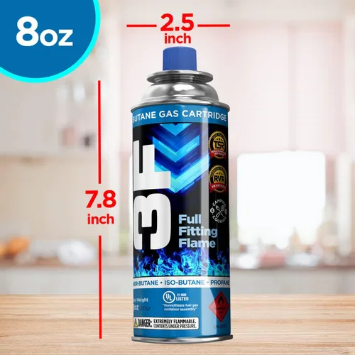 Vista 7 de 3F Recipiente de combustible de butano, 8 onzas, 1 paquete, para estufas de campamento y cabezales de antorcha compatible con recipientes de 8
