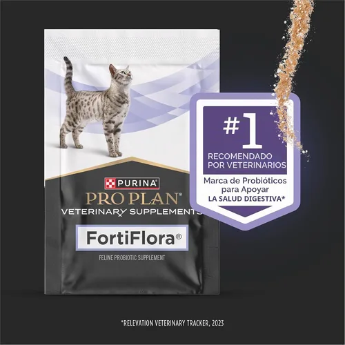 Vista 2 de Pro Plan Veterinary Diets FortiFlora Suplemento diario en polvo probiótico para gatos con apoyo digestivo y sistema inmunológico