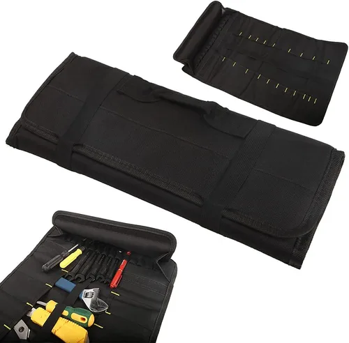 Vista 5 de Bolsa organizadora de herramientas enrollable de lona para llaves y 1PC Negro
