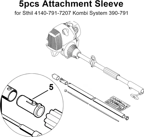 Vista 5 de deawater 4140-791-7207 41407917207 Funda de fijación, 5 unidades de repuesto de manguito de tubo de accionamiento compatible con Stihl Kombi System
