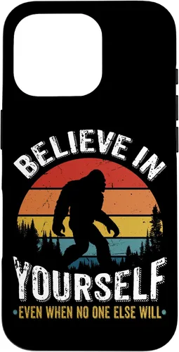 Vista 20 de Funda inspiradora para iPhone 16 Believe in Yourself Retro Bigfoot Sasquatch