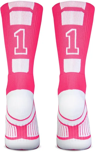 Vista 56 de ChalkTalkSPORTS Calcetines de equipo personalizados - Calcetines con números rosados Elige tu número