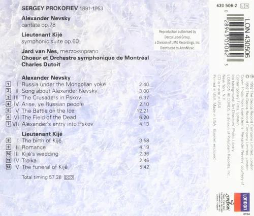 Vista 2 de Prokofiev Alexander NevskyLieutenant Kije