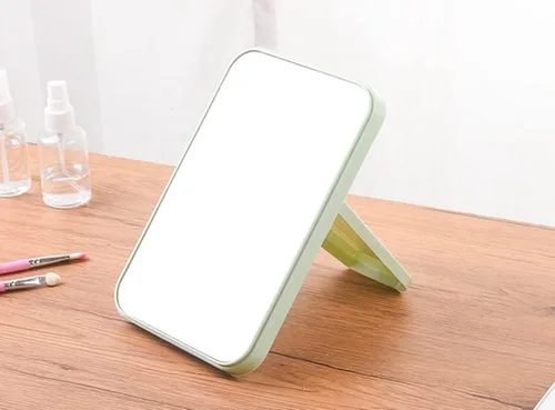 Vista 3 de Espejo de mesa Super HD con soporte plegable - Espejo de maquillaje de mano libre/de mano Verde