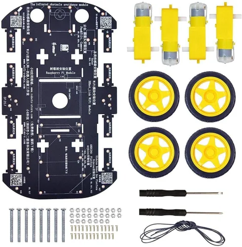 Vista 9 de Robot Chassis 4WD Robot Car Smart Chassis Kit con 4 TT Motor para Arduino/Raspberry Pi/Jetson Nano, Smart Robotic Car Chassis DIY Kit de aprendizaje