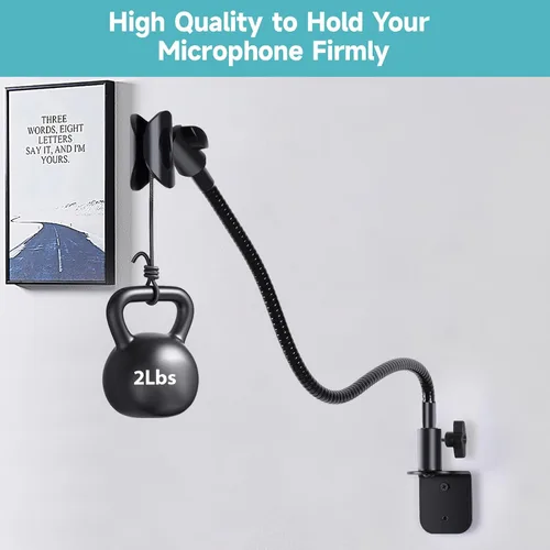 Vista 3 de Soporte de pared para micrófono flexible de alta calidad, soporte de pared para micrófono de escritorio con cuello de cisne, brazo de micrófono