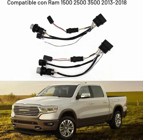 Vista 2 de 13-18 Ram 1500 2500 3500 Adaptador de cableado de conversión de faros proyectores de fábrica a luz base de reflector de fábrica, convertidores