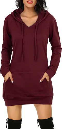 Vista 2 de BEPEI Sudadera de manga larga con capucha para mujer con bolsillos
