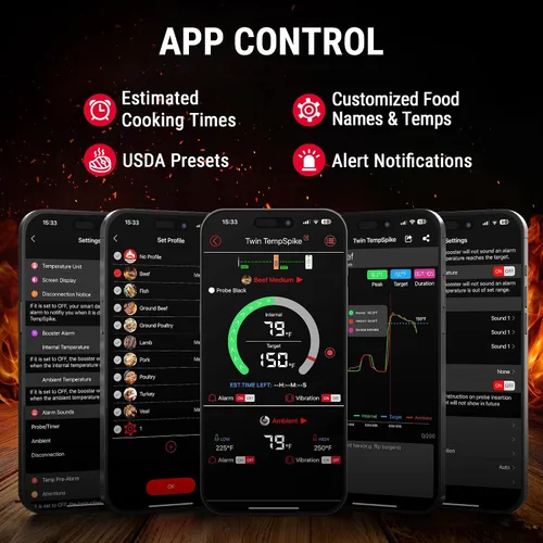 Vista 7 de [Usado] Termómetro inalámbrico Bluetooth de carne de 500 pies para asar y ahumar, termómetro de parrilla de doble sonda de carne, amplificador