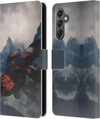 Vista 14 de Head Case Designs Officially Licensed Dave Loblaw Boy Painting Moon Clouds Sci-Fi and Surreal Leather Wallet Case Compatible with Samsung Galaxy A25