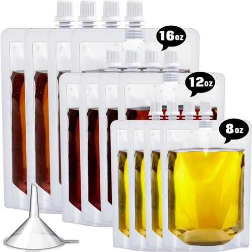 Vista 8 de Juego de 20 botellas de plástico reutilizables de 8 onzas, bolsas de bebidas de viaje, a prueba de fugas, sin BPA para viajes al aire libre 20