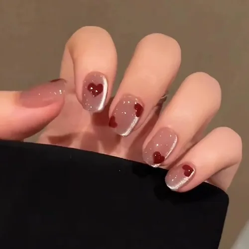 Vista 13 de LIGHT RAIN - Uñas a presión medianas con diseño de galaxia Andromeda, de lujo, reutilizables, de siete capas, con acabado UV, uñas postizas hechas a