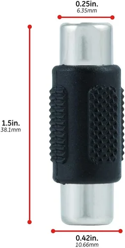 Vista 5 de GE Adaptador de acoplador RCA, paquete de 2, conectores hembra a hembra, extensión de longitud y alcance de cables RCA, barril extensor de cable