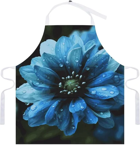 Vista 7 de MUSM Blue Flower Apron，Classic Vintage Funny with Pockets Aprons,Adjustable Bib Waterdrop Resistant for Kitchen Cooking Restaurant BBQ Painting