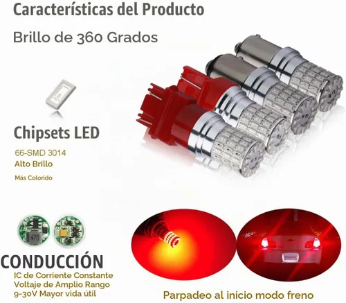 Vista 6 de iBrightstar Luces de freno intermitentes estroboscópicas intermitentes de 9-30 V 3157 3057 3156 3056 bombillas LED de repuesto para luces de freno