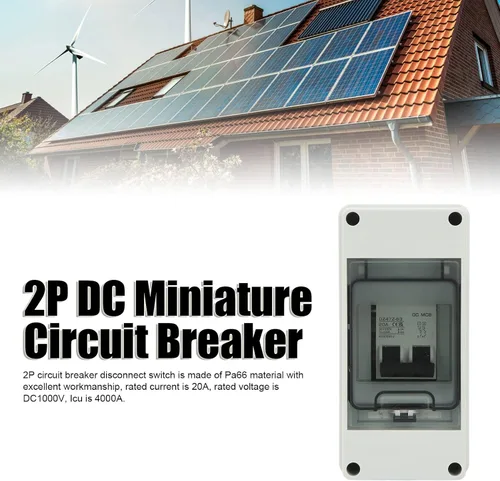 Vista 6 de Disyuntor miniatura 2P con caja impermeable IP65, DC1000V 20A desconecta Swtich interruptor de desconexión solar para panel solar