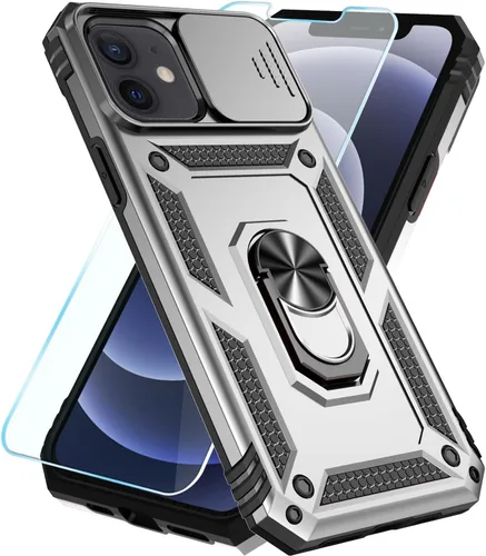 Vista 41 de SunStory Funda compatible con iPhone 12 Pro Max con protector de pantalla HD, cubierta de cámara deslizante y soporte de anillo giratorio