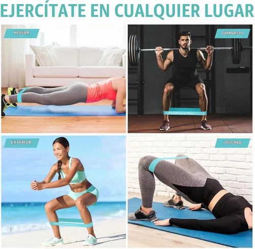 Vista 4 de Hollowfly 12 bandas de ejercicio de látex para entrenamiento de glúteos, bandas de ejercicio elásticas antideslizantes para piernas, sentadillas