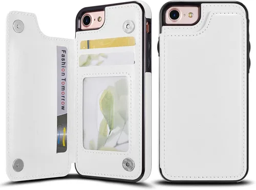 Vista 11 de Funda de piel tipo cartera para iPhone con (dos cierres magnéticos), (ranuras para tarjetas) función atril