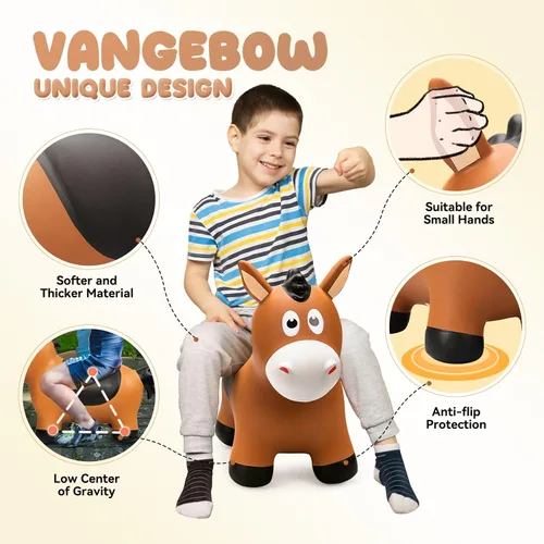 Vista 3 de VangeBow Caballo Saltarín para Niños de 1 a 3 años, Juguetes Inflables de Animales Saltarines para Niñas y Niños de 1, 2, 3, 4, 5 años, Juguetes