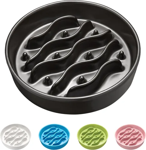Vista 9 de Cuencos de cerámica para perros pequeños, comedero lento para perros pequeños, comedero lento para perros de 0.6 tazas para comer rápido, cuenco