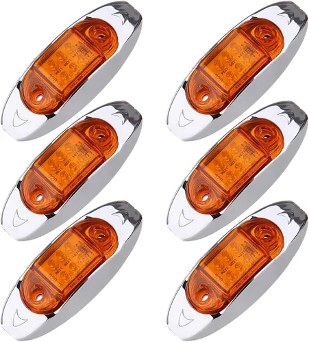 Vista 14 de 1x Luz de Marcador LED Oval Ámbar para Remolque con Bisel Cromado, Luces Laterales de Marcador de 6 LED, Luces de Indicación de Despeje Superior