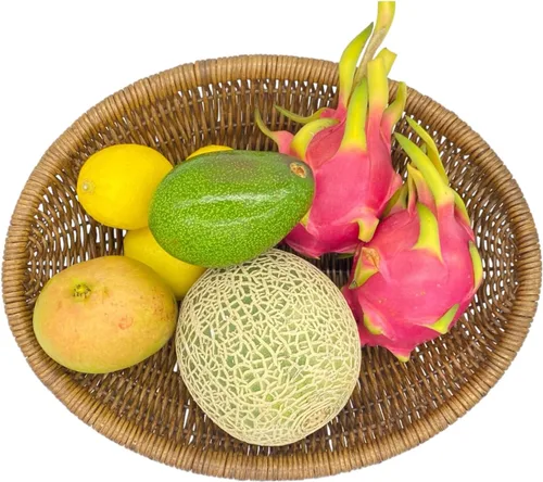 Vista 9 de Cesta de mimbre ovalada tejida a mano, bandeja de ratán natural para pan, frutas y almacenamiento, centro de mesa decorativo rústico para mesa
