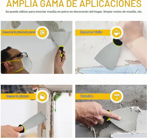 Vista 8 de DEKEones Raspadores de masilla, cuchillo de espátula de 1.5 pulgadas, herramienta raspadora de metal para acabado de paneles de yeso, raspado