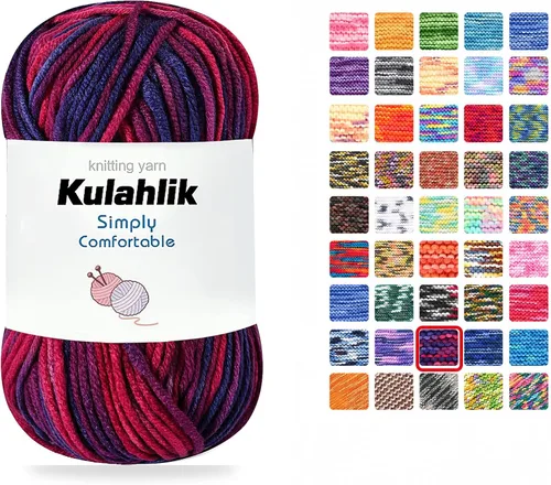 Vista 50 de Hilo acrílico de 8.82 oz (5 x 1.76 oz) para tejer, hilo de hilo degradado colorido, 5 rollos de madejas, perfecto para cualquier proyecto de 06