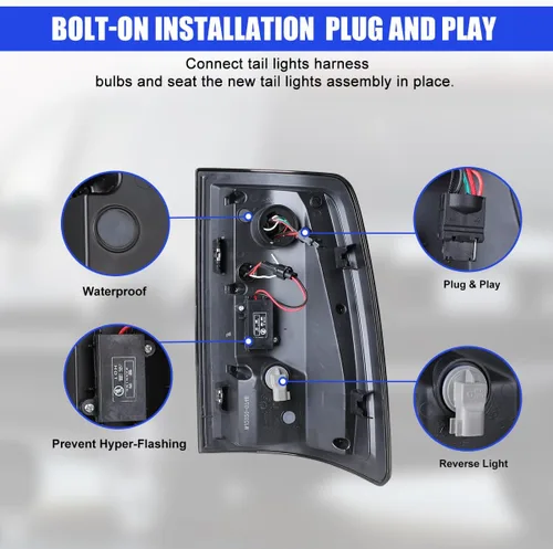 Vista 6 de Nixon Offroad Conjunto de luces traseras LED para Dodge Ram 1500/2500/3500 2009-2018 con modelo de luces traseras halógenas de fábrica, luces