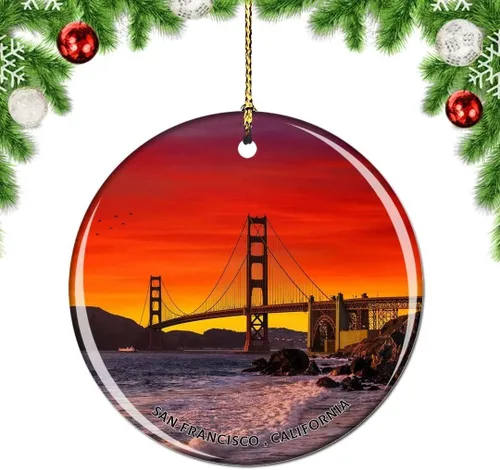 Vista 44 de California San Francisco 16 Avenue Tiled Steps USA Christmas Tree Ornamento Decoración Colgante Colgante Decoración Ciudad Viaje Souvenir Colección
