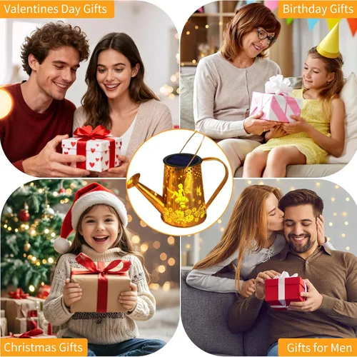 Vista 9 de YJFWAL Regadera solar con luces, regalos únicos para mamá, abuela, mujer, cumpleaños, impermeable, regalos de jardinería, regadera con luces