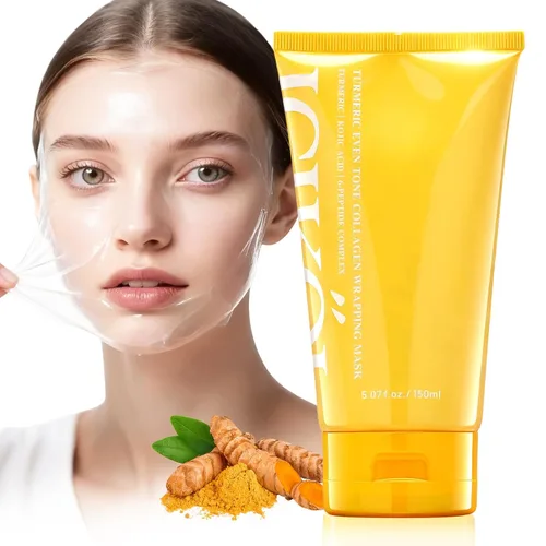 Vista 9 de Máscara facial de envoltura nocturna de péptidos de colágeno, 5.07 onzas, mascarilla facial despegable durante la noche con ácido hialurónico