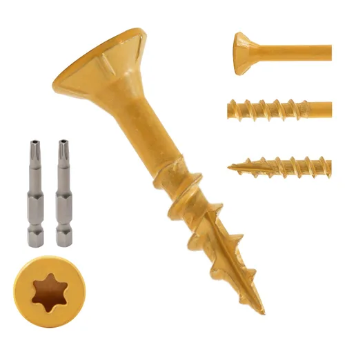 Vista 25 de LIONMAX Tornillos para Terraza de 1 Pulgada, Tornillos para Madera #8 x 1, 300 PCS, Resistentes al Óxido, Revestimiento Epoxi Exterior, Tornillos