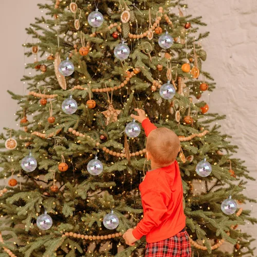 Vista 3 de 12 adornos de plástico iridiscentes de Navidad de 2.36 pulgadas, adornos iridiscentes para árbol de Navidad, bolas transparentes para Halloween