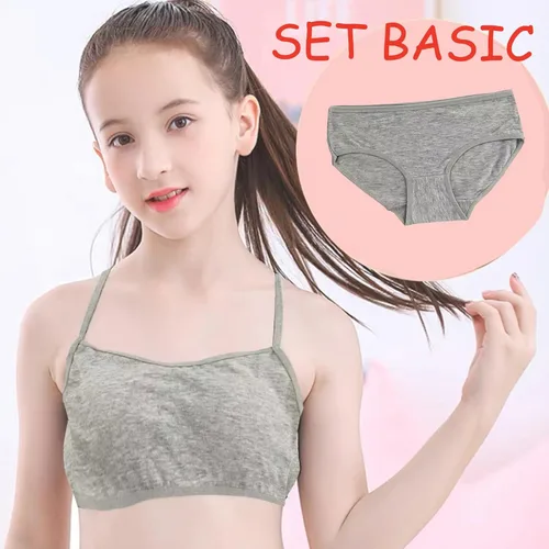 Vista 2 de Conjunto de ropa interior para niñas, sujetadores de entrenamiento para niñas con brasier de entrenamiento para niñas hipster, conjunto de bralette