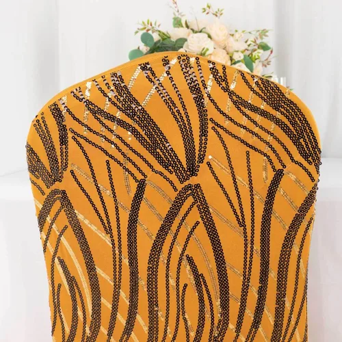 Vista 19 de Efavormart - Funda para silla de banquete de elastano con falda plisada con volantes y banda trasera cruzada, funda elástica negra para bodas y Negro