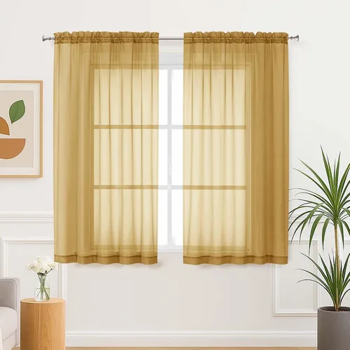 Vista 185 de Aiyufeng 2 paneles de cenefa transparente negra de 14 pulgadas de largo, cortinas cortas negras transparentes para dormitorio, cortinas de cocina