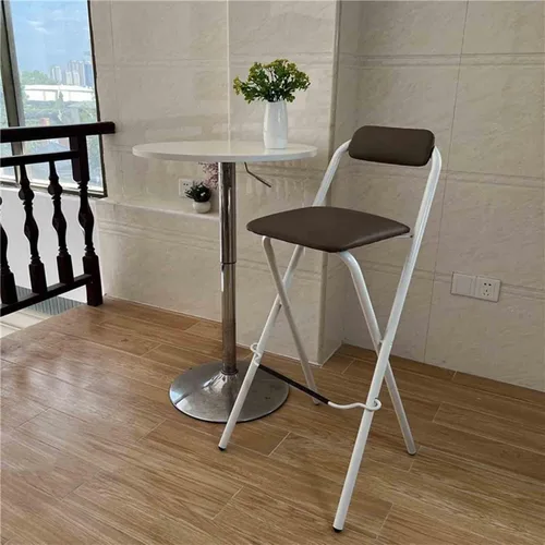Vista 8 de Silla de bar plegable de 26 pulgadas, 28 pulgadas, 30 pulgadas, taburete de bar plegable con respaldo, taburete de bar de desayuno con placa