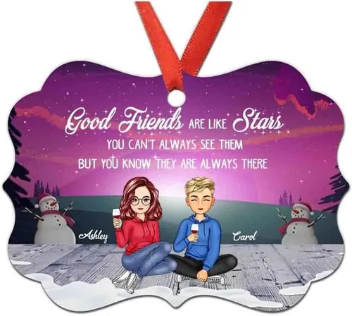 Vista 13 de Adorno personalizado con texto en inglés «Best Friend are Hard to Find Because The Very Best is Already Mine», adorno de Navidad personalizado 2023