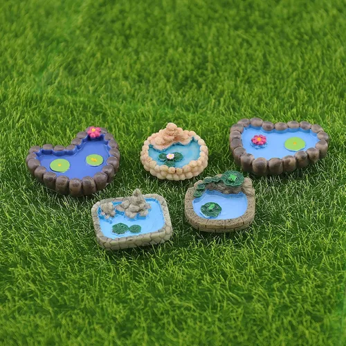Vista 7 de ECSiNG Estanques de casa de muñecas en miniatura de resina de paisaje de hadas para estanques de jardín, accesorios de decoración de acuario