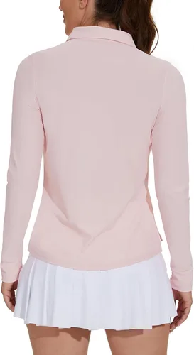 Vista 2 de M MOTEEPI Camisas de sol con protección UV para mujer con 3 botones, camisas de golf ligeras