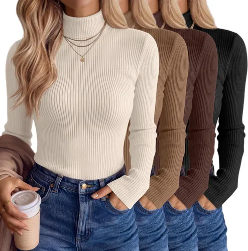 Vista 6 de Neer Paquete de 4 camisas de cuello alto para mujer