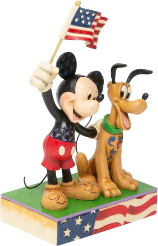 Vista 2 de Enesco Disney Traditions by Jim Shore - Figura patriótica de Mickey Mouse y Plutón, 7 pulgadas, multicolor