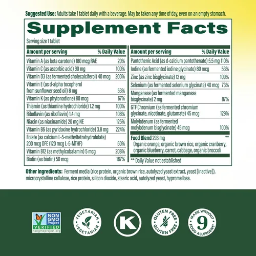 Vista 3 de MegaFood Multivitamínico para hombres 55+ One Daily Multivitaminas para hombre, B12 metilado, vitamina D3, C y zinc, envejecimiento saludable, salud