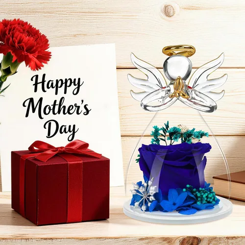 Vista 2 de Flores preservadas para entrega, regalos de cumpleaños para mujeres, mamá, abuela Christmas Rose Gifts for Women Mom Her,Glass Angel Figurines